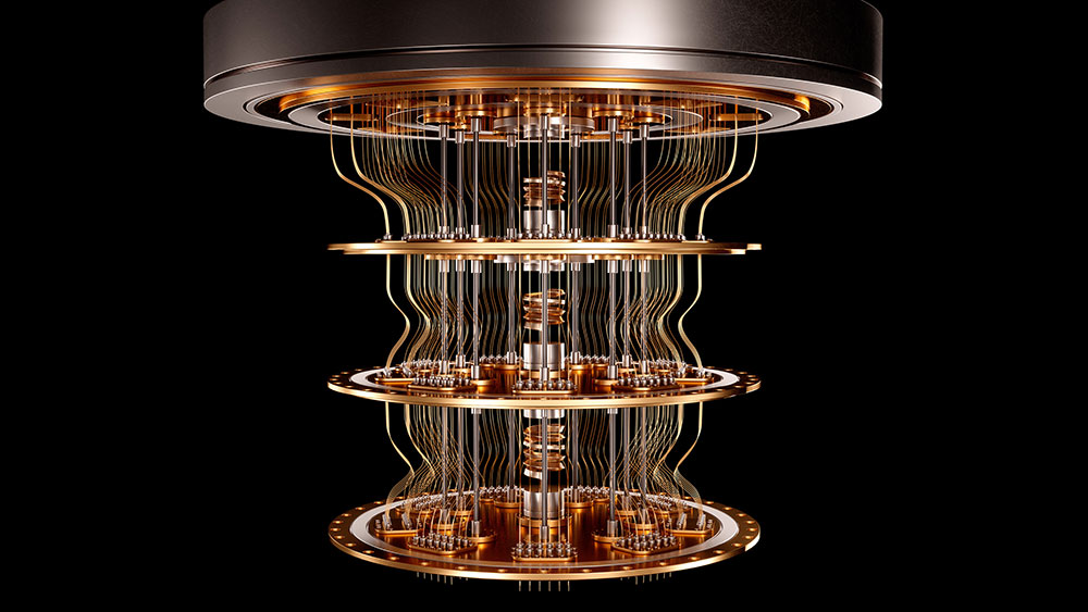 3D render of a dilution refrigerator